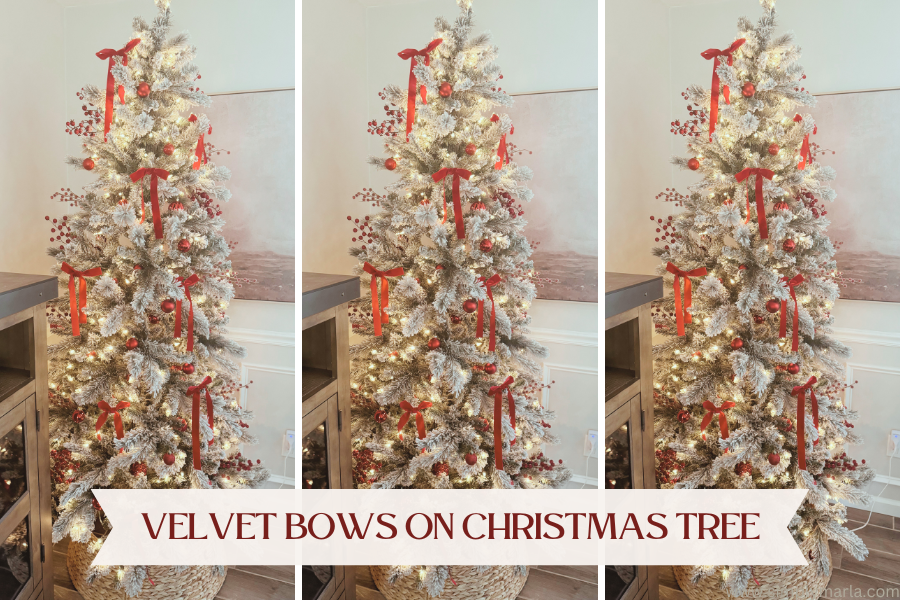 VELVET BOWS ON CHRISTMAS TREE