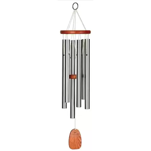 Woodstock Wind Chimes Original Amazing Grace Chime, Memorial Chimes for Outside, Outdoor Decor for Patio, Porch, Garden, Sympathy Chime, Silver, 24"