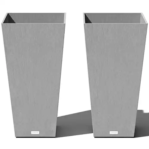 Veradek V-Resin Indoor/Outdoor Taper Planter, Set of 2 (30 inch, Grey)