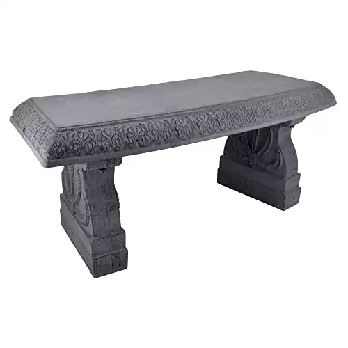 Arcadia Garden Products BE02 Fiberclay Garden, Outdoor Bench, Patio Seating for Front Porch Park Outside Furniture Decor, Gray