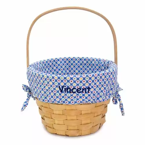 Personalized Colorful Dots Easter Basket (Blue)