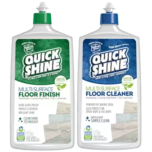 Quick Shine Multi Surface Floor Cleaner & Floor Polish w/Clean Shine Technology 2-27oz Bottles | Use on Hardwood, Laminate, Luxury Vinyl Plank, Tile & Stone | Safer Choice Formulas