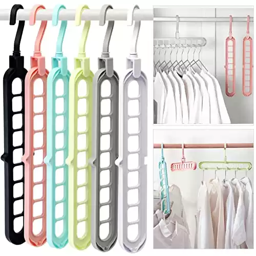 HEYHOUSE Closet Organizers and Storage,College Dorm Room Essentials,Pack of 6 Multifunctional Organizer Magic Space Saving Hangers with 9 Holes Storage Organization for Wardrobe Closet