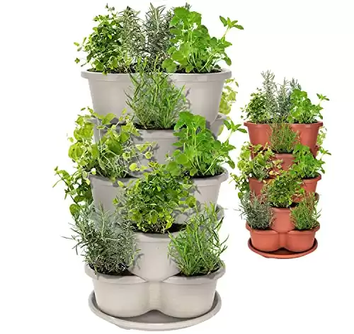 Amazing Creation Stackable Planter, Vertical Oasis Tiered Garden Planter, Grow Vegetables, Herbs, and Succulents with Ease