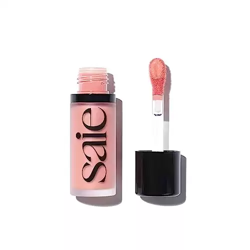 Saie Dew Blush - Lightweight Liquid Blush with a Blendable + Buildable Cream Finish - Dewy Cheek Tint with Doe Foot Wand Makeup Applicator - Travel Size Holiday Gifts - Rosy (.40 oz)