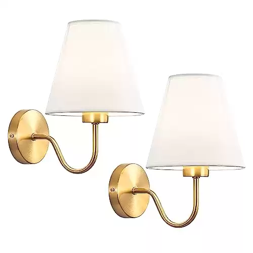 Adust Antique Brass Wall Sconces Lighting Fixture, E26 Industrial Vintage Gold Wall Light Set of 2 Pack Wall Lamp Bathroom Decor for Bedroom Living Room, Brass Finish Sconces