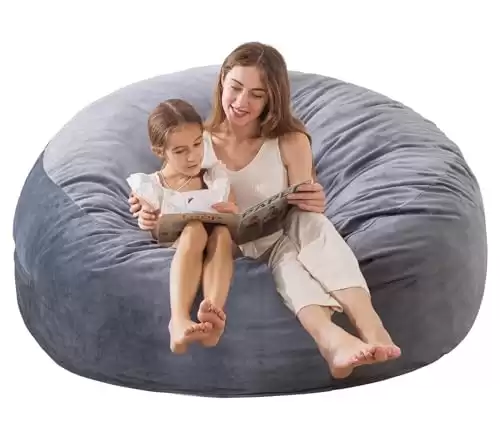 Large Bean Bag Chair for Adults/Kids with Filling, 3 ft Memory Foam Bean Bag Chairs with Filler Included, Ultra Soft Dutch Velvet Fabric, Bean Bag for Living Room - 3 Foot,Dark Gray