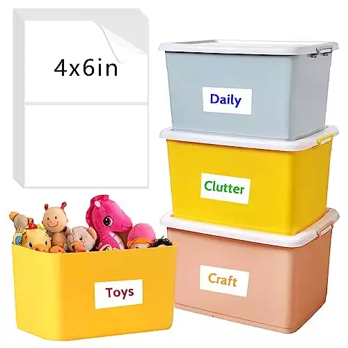 150 Pcs Labels for Storage Bins, 6 X 4 Inch Removable Labels for Storage Bins, Tear Resistant No Residue Storage Bin Labels, Matte White Blank Box Labels for School, Home, Business