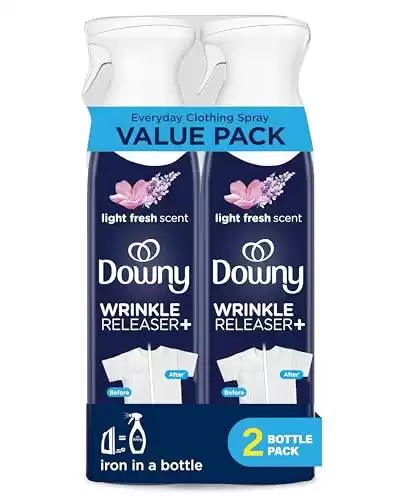 Downy Wrinkle Releaser Spray | All In One Wrinkle Release Spray, Odor Eliminator, Static Remover | Fabric Refresher & Ironing Aid for Clothes | 9.7 Fl Oz (Pack of 2), Fresh Scent