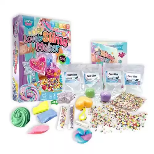 14 Pc Lovely Slime Making Kit for Kids | DIY Fluffy Glitter Slime Kit with Premade Slimes, Molds & Fun Additives | Fun Creative Play Stress-Relief Toy | Birthday Party Favors Gift for Girls & ...