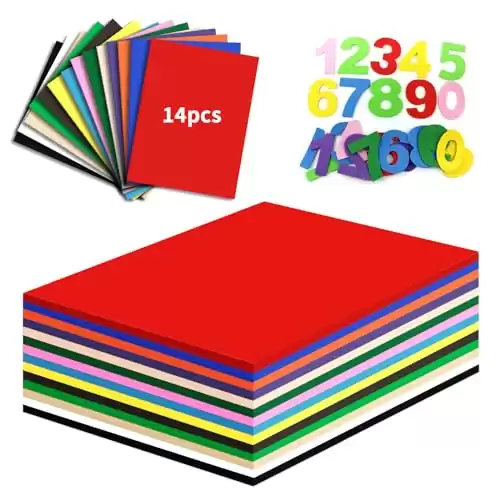 Zzrywuty 14 Pack EVA Craft Foam Sheets 7x11 Inch Color Foam Paper for Crafts, 2mm Thick, 14 Colors Foam Craft Sheets for Arts DIY Handcraft Preschoolers Classroom