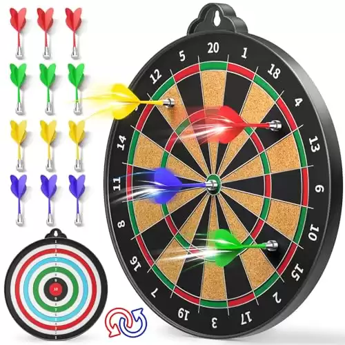 Magnetic Dart Board for Kids - 12pcs Magnetic Darts, Indoor/Outdoor Kids Games and Party Games, Christmas Birthday Gifts Toys for 3-12 Year Old Boys