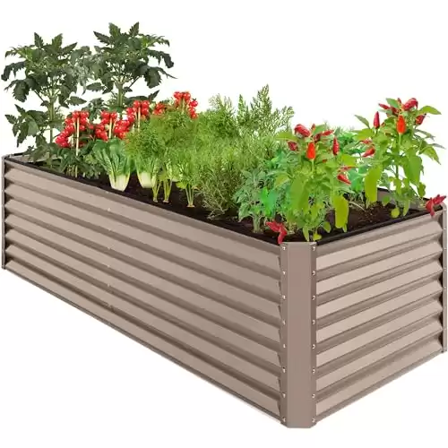 Best Choice Products 8x4x2ft Outdoor Metal Raised Garden Bed, Deep Root Planter Box for Vegetables, Flowers, Herbs, and Succulents w/ 478 Gallon Capacity - Taupe