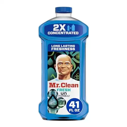 Mr. Clean All Purpose Cleaner, Floor Cleaner for Mopping Home, Bathroom, & Kitchen, Cleaning Liquid for Mop & Bucket, Cleaning Supplies, Multi-Surface Dilutable, Unstopables, 41oz